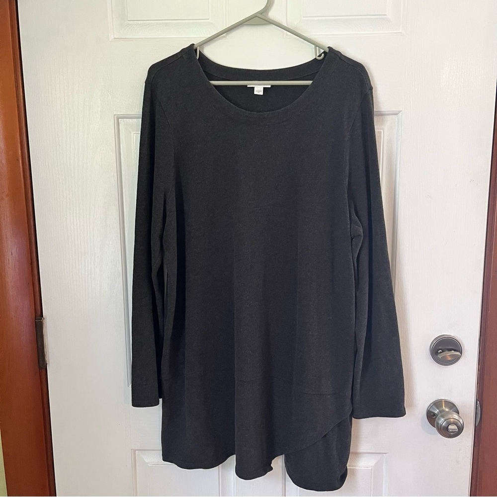 Pure Jill Women's Super Soft Charcoal Gray Long Sleeve Tunic Top